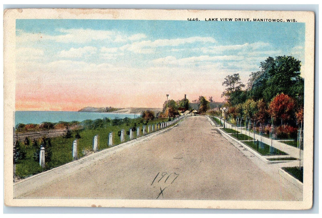 1917 Lake View Drive Manitowoc Wisconsin WI Antique Posted Postcard