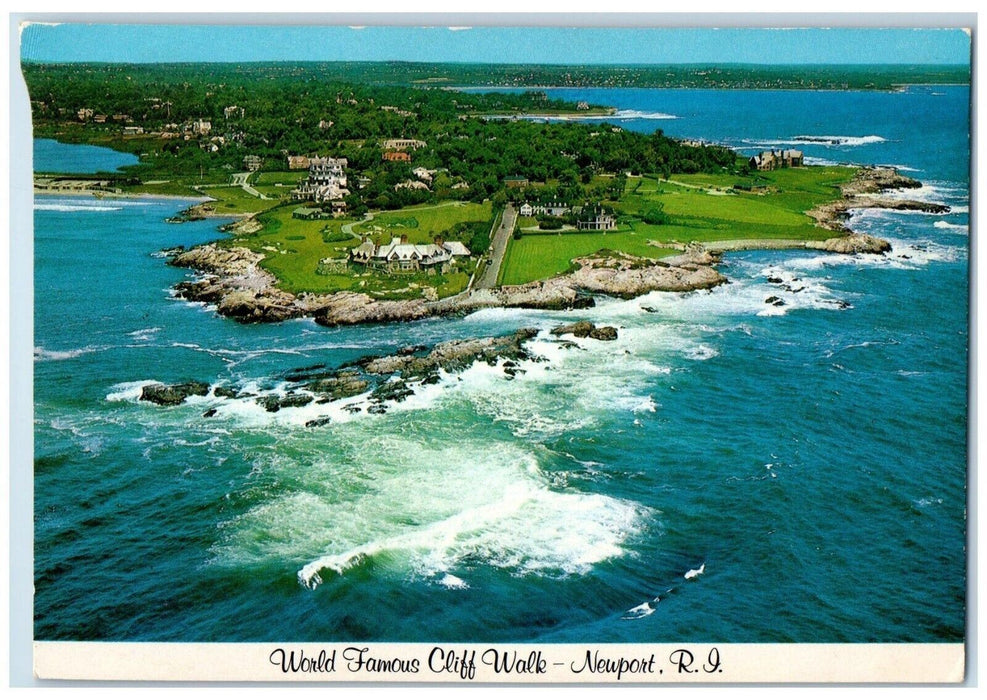 c1960 World Famous Cliff Walk Beach Memorial Sea Newport Rhode Island Postcard