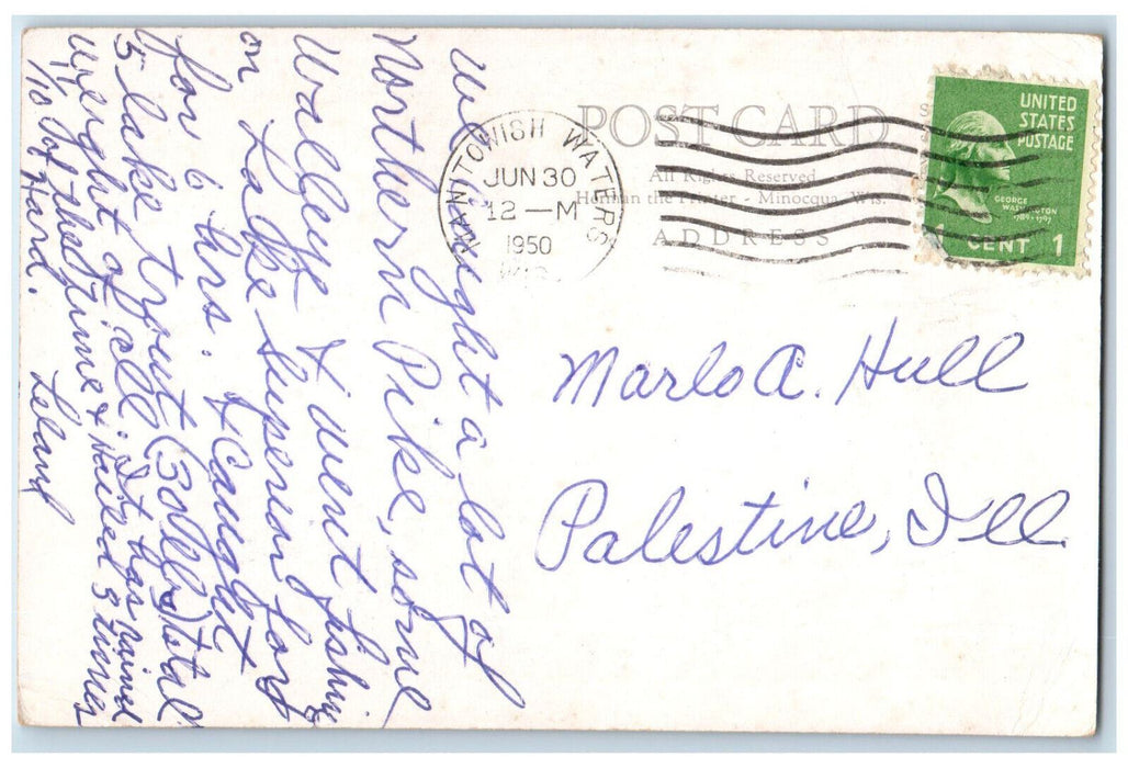 1950 Greetings from Manitowish Waters Wisconsin WI Vintage Posted Postcard