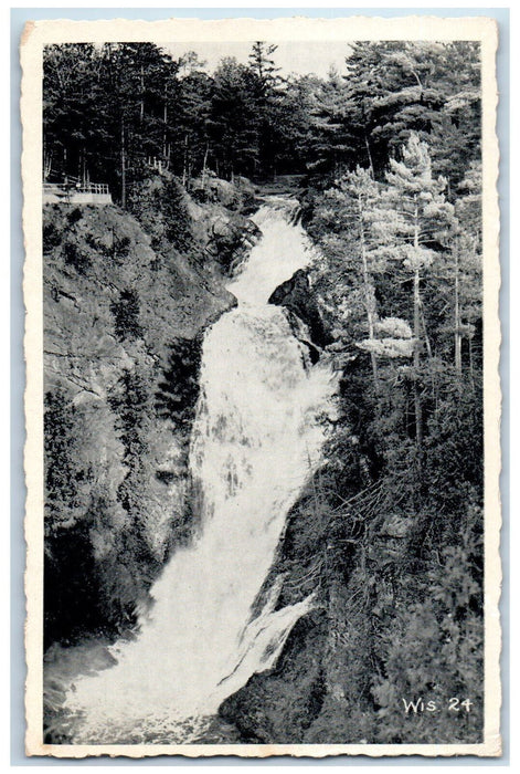 c1950's Big Manitou Falls in Pattison State Park Douglas County WI Postcard