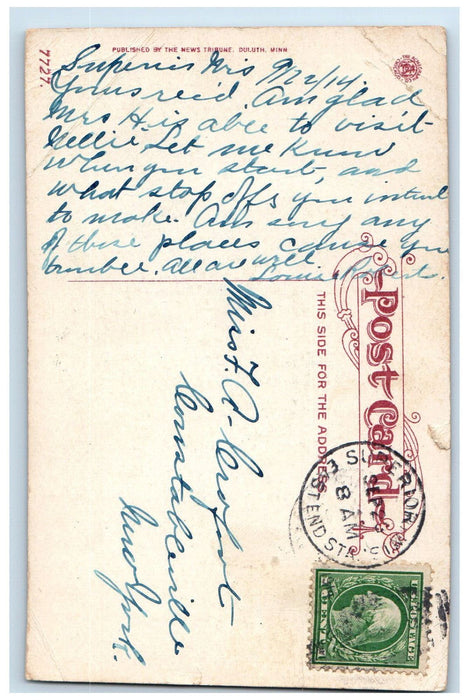1914 Missabe Ore Docks at Moonlight Duluth Minnesota MN Posted Postcard