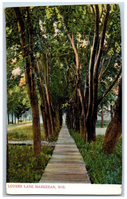 c1910 Lovers Lane Markesan Wisconsin WI Antique Unposted Postcard