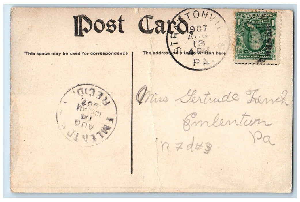 1907 Greetings From Clarion Pennsylvania Stars Cars Big Jumbo Letters Postcard
