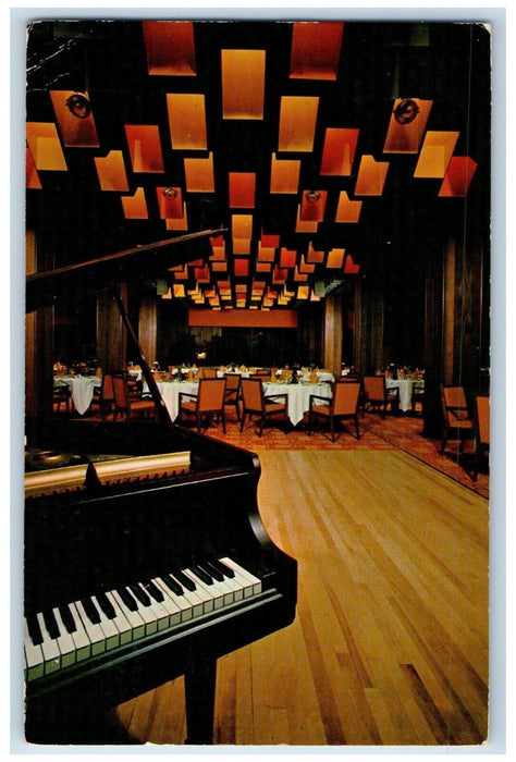 1967 Hotel Vancouver Hilton Room Grand Piano Interior Convention Canada Postcard