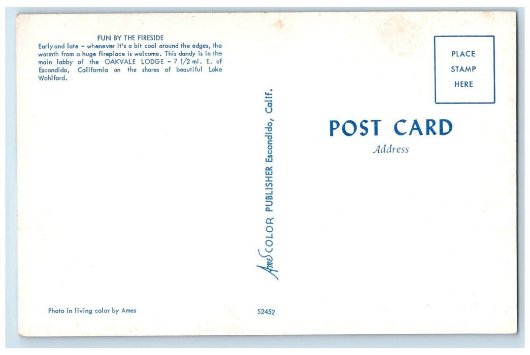 c1960 Fun By The Riverside Oakvale Lodge Escondido Wohlford California Postcard