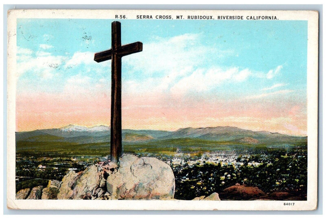 c1910's View Of Serra Cross Mt. Rubidoux Riverside California CA Posted Postcard