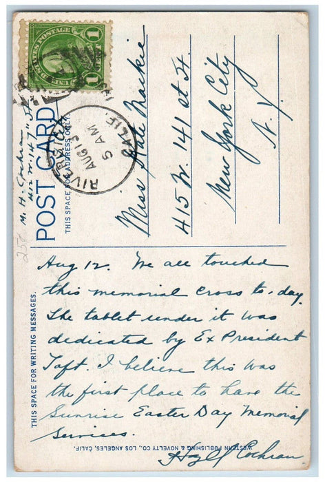 c1910's View Of Serra Cross Mt. Rubidoux Riverside California CA Posted Postcard