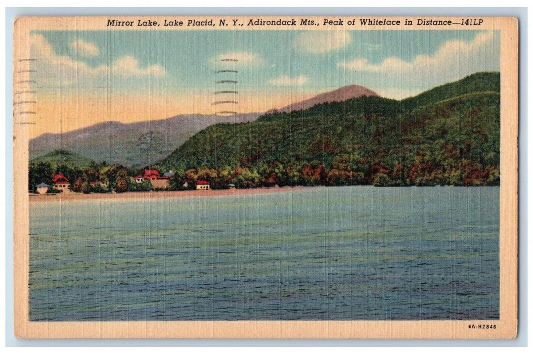 1951 Mirror Lake Lake Placid NY, Adirondack Mts. Peak Of Whiteface Postcard