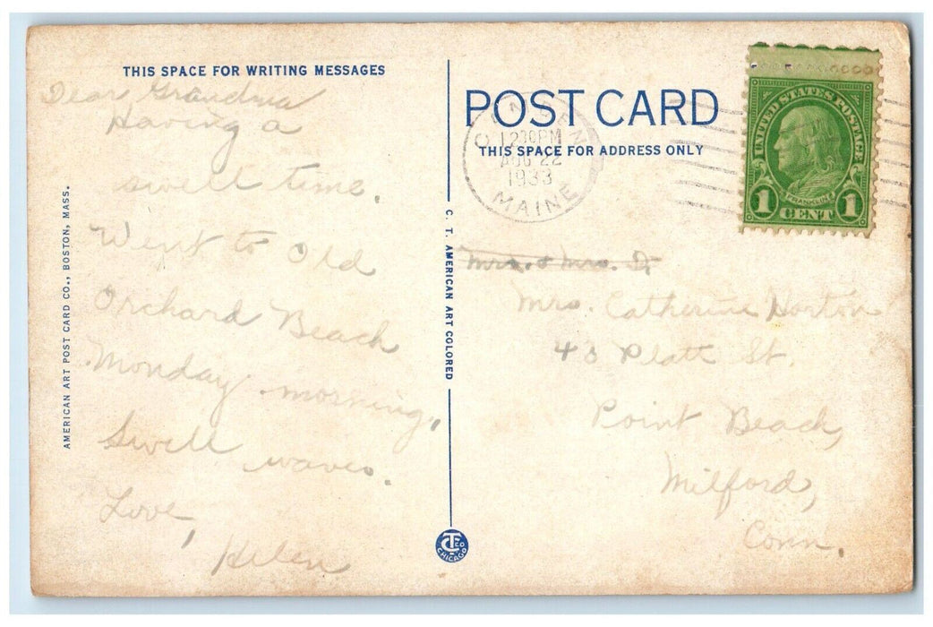 1933 Twilight On Chain Of Ponds Maine ME, On The Arnold Trail Vintage Postcard