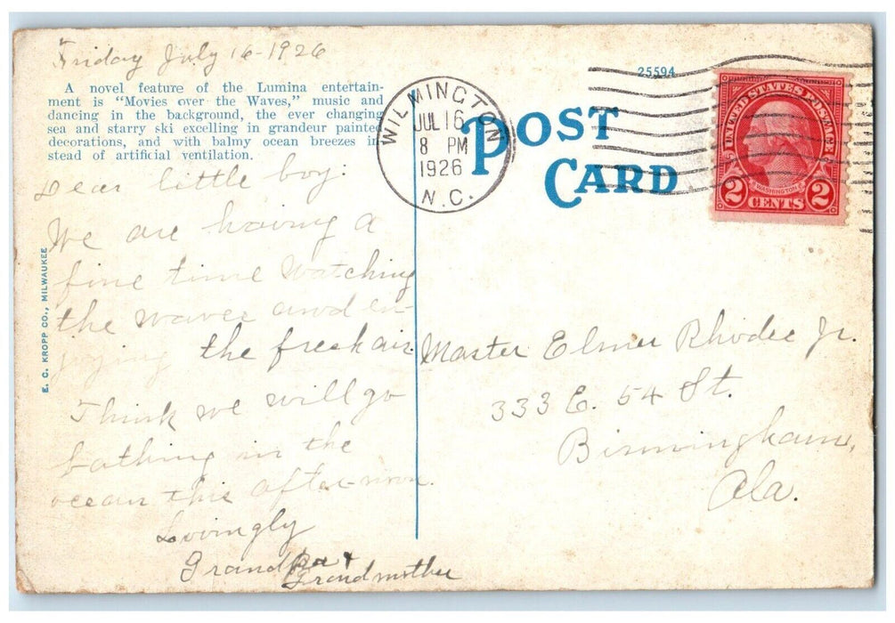 1926 Bathing At Lumina Wrightsville Beach Wilmington North Carolina NC Postcard