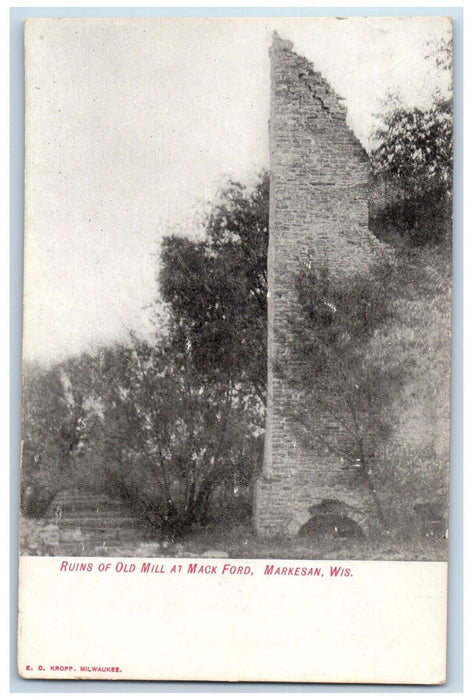 c1905 Ruins of Old Mill at Mack Ford Markesan Wisconsin WI Antique Postcard