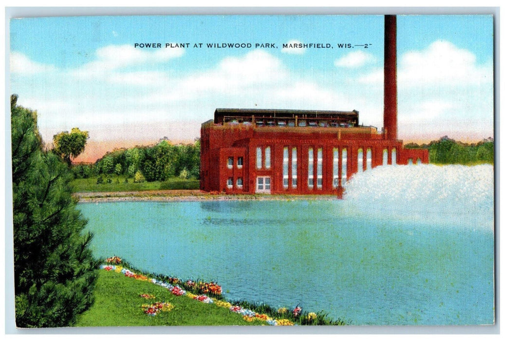 c1950's Power Plant at Wildwood Park Marshfield Wisconsin WI Vintage Postcard