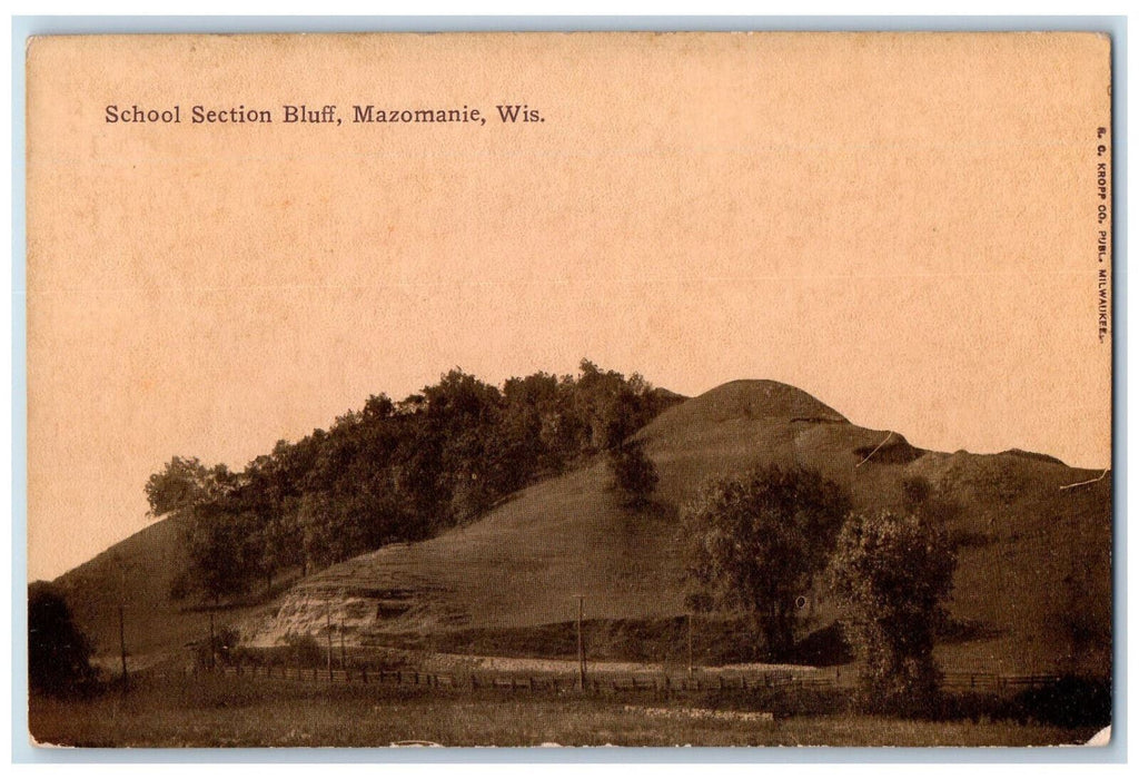 c1910 School Section Bluff Mazomanie Wisconsin WI Antique Unposted Postcard