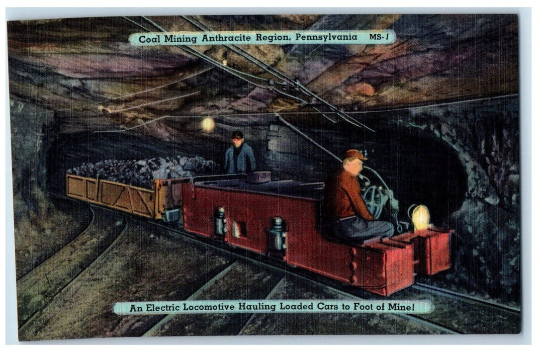 c1950s Electric Locomotive Coal Mining Antracite Region Pennsylvania PA Postcard