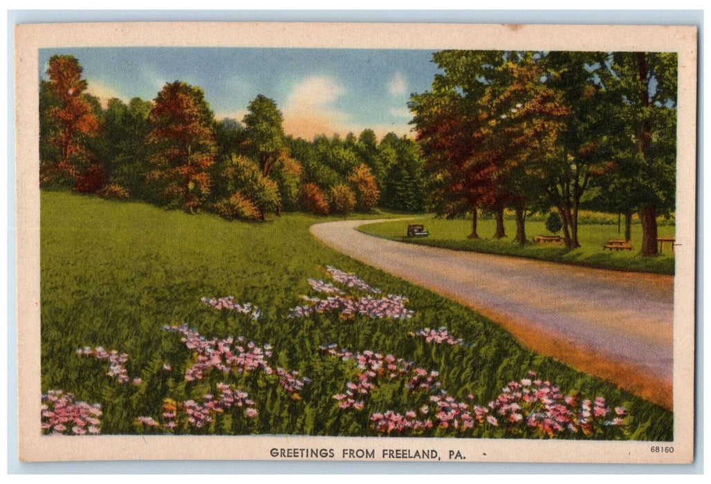 c1950's Greetings from Freeland Pennsylvania PA Unposted Vintage Postcard