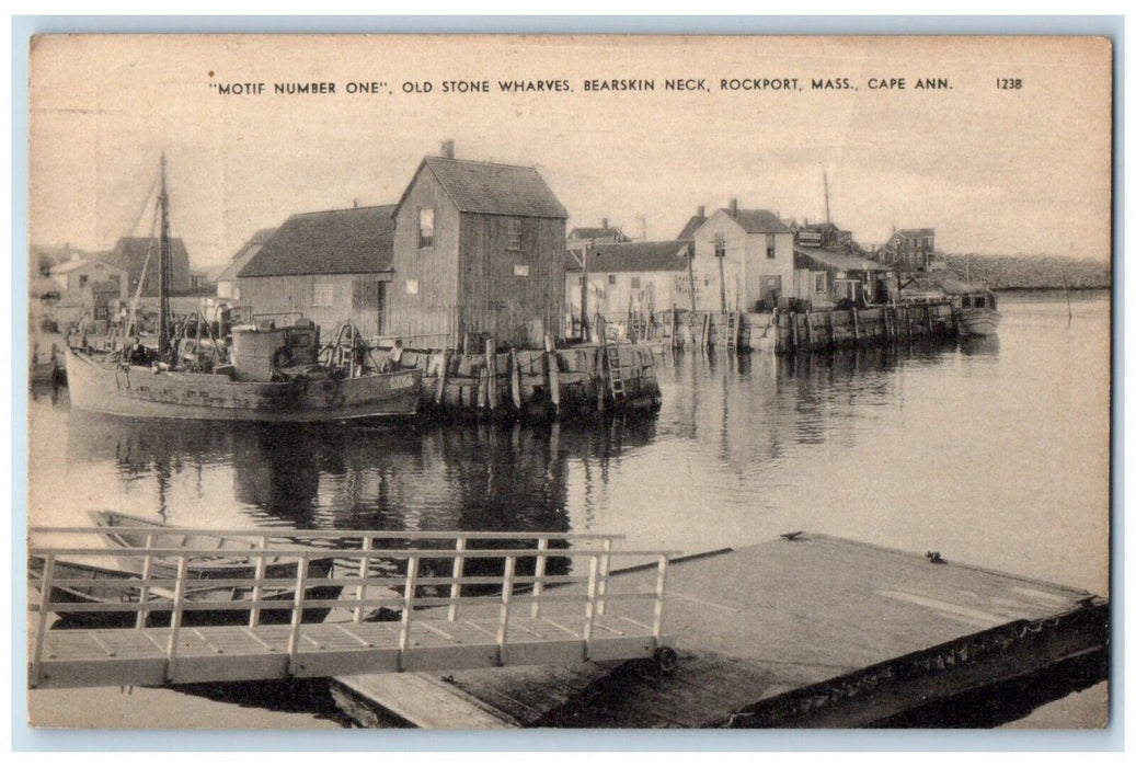 Motif Number One Old Stone Wharves Bearskin Neck Rockport Boston MA Postcard
