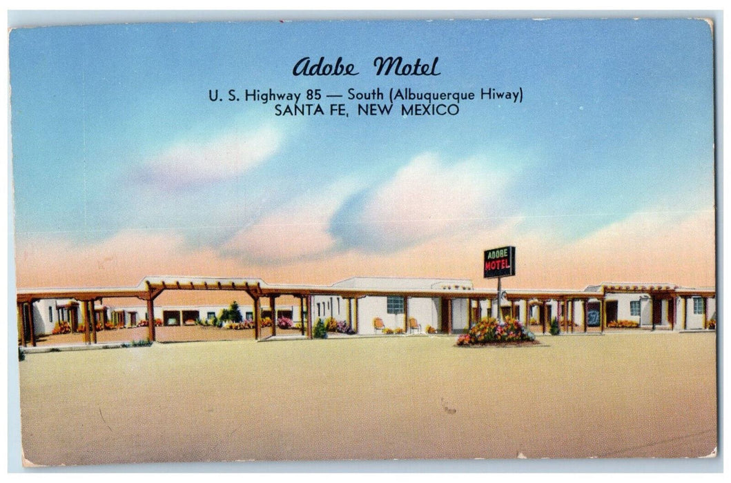 c1950's Adobe Motel Santa Fe Albuquerque Highway New Mexico NM Vintage Postcard