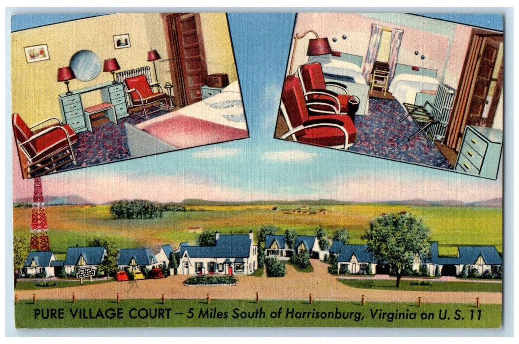 1950 Pure Village Court Harrisonburg Virginia VA Multiview Vintage Postcard