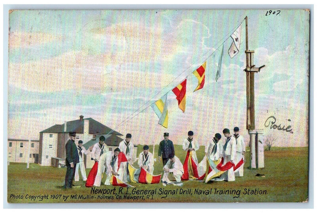 1907 General Signal Drill Naval Training Station Newport RI Antique Postcard