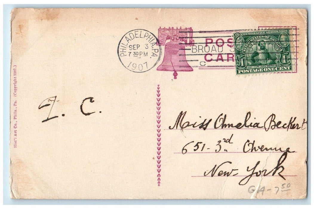 1907 The World's Most Noted Dwelling Betsy Ross Home Philadelphia PA Postcard