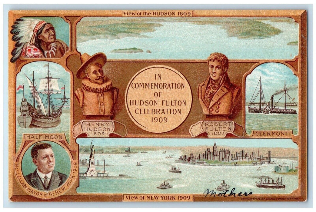In Commemoration Of Hudson-Fulton Celebration Multiview Newyork NY Postcard