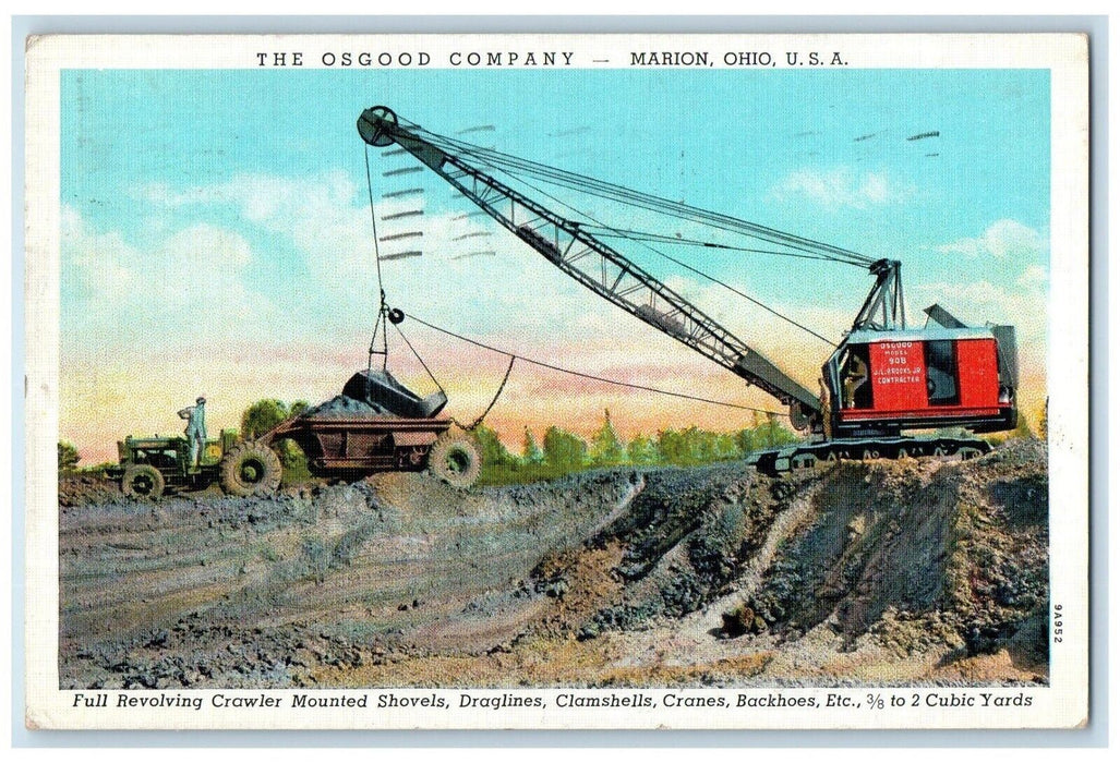 1940 The Osgood Company Marion Ohio OH, Cranes Advertising Vintage Postcard