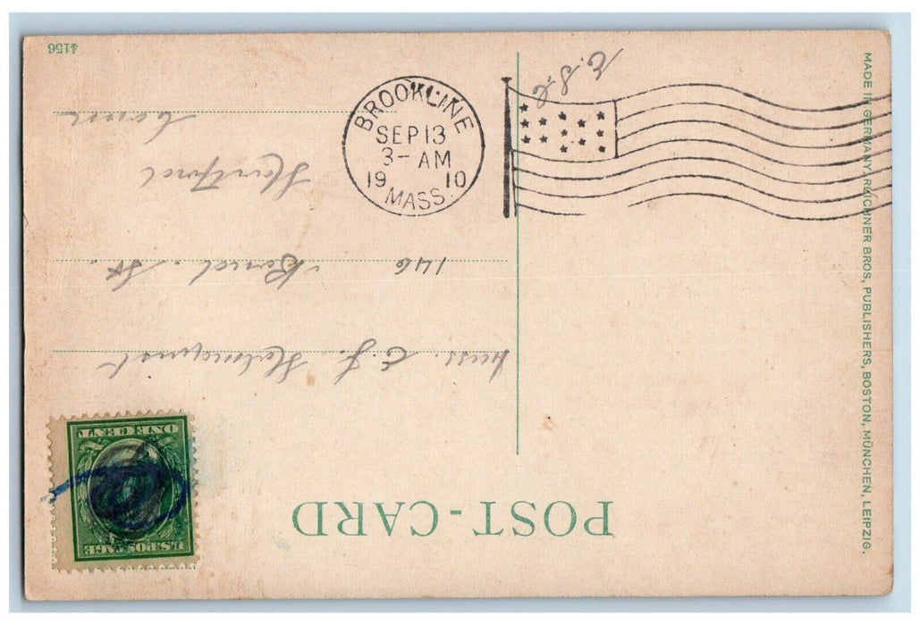 1910 Brewer Fountain Common Showing Steeple State House Boston MA Postcard