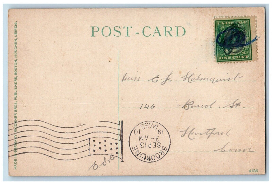 1910 Brewer Fountain Common Showing Steeple State House Boston MA Postcard