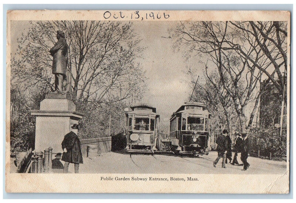 c1905 Public Garden Subway Entrance Trolley Boston Massachusetts MA Postcard