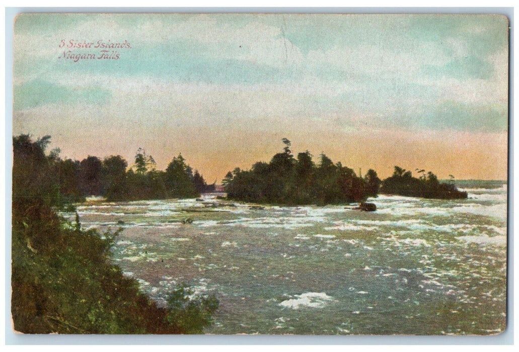 c1910's View Of 3 Sister's Islands Nagara Falls New York NY Antique Postcard