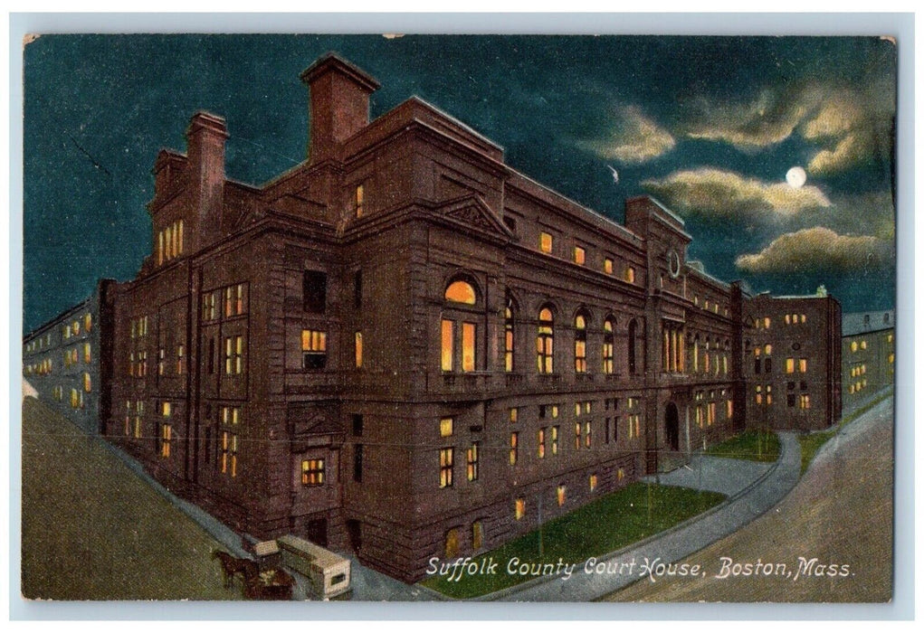 c1910's Suffolk County Court House Moon View Boston Massachusetts MA Postcard