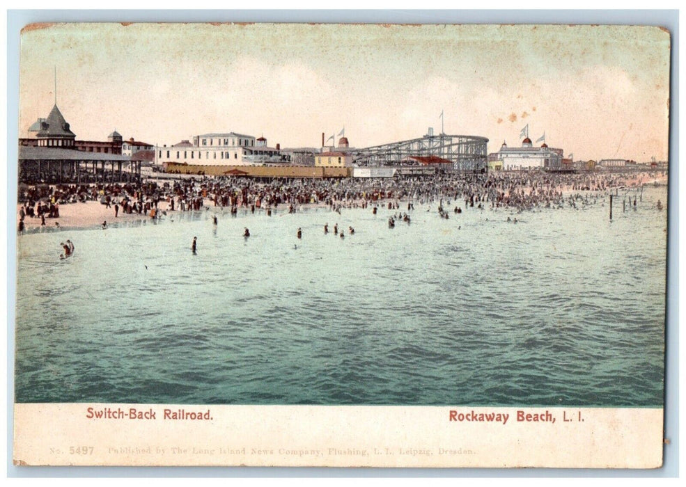 c1905 Rockaway Beach Switch-back Railroad Long Island New York NY Postcard