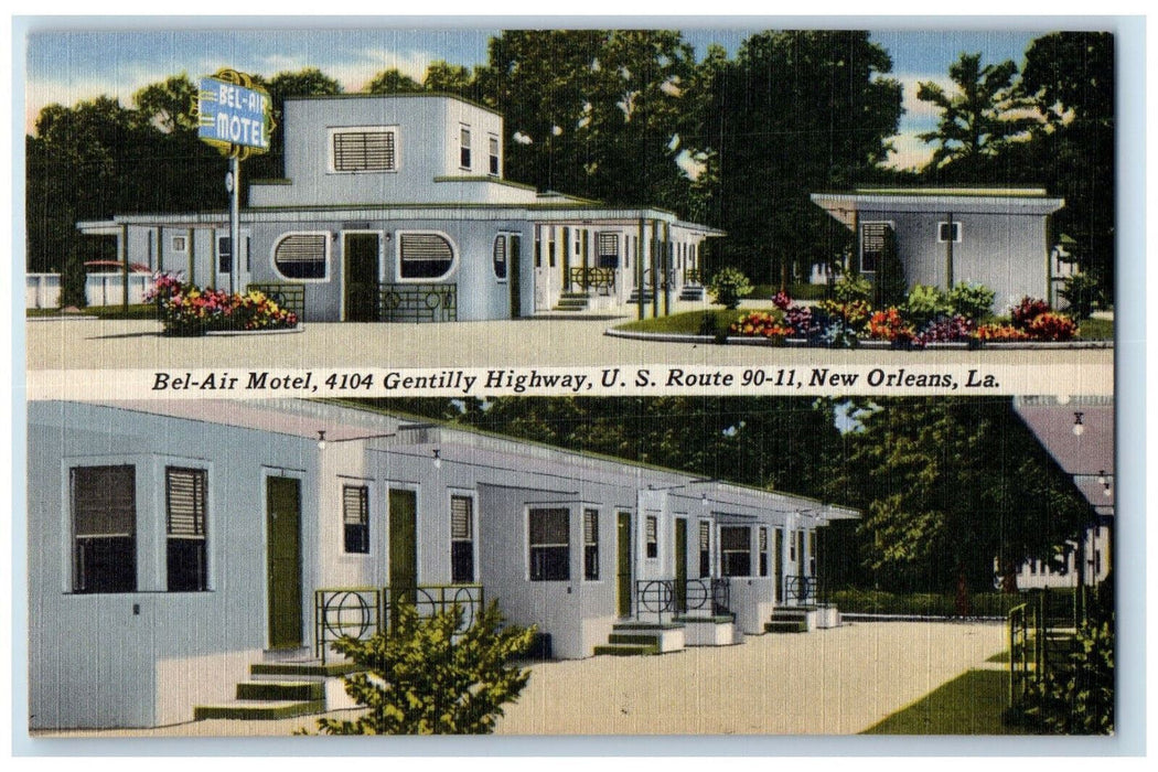 c1950's Bel Air Motel Gentilly Highway New Orleans Louisiana LA Vintage Postcard