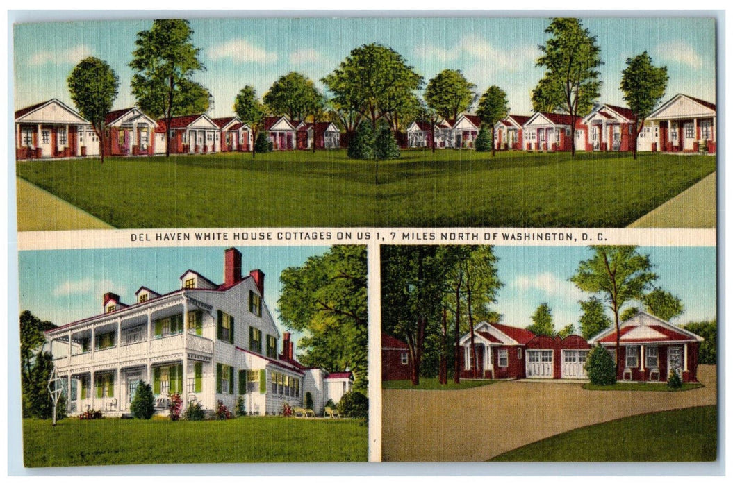c1950's Del Haven White House Cottages Washington DC Vintage Postcard