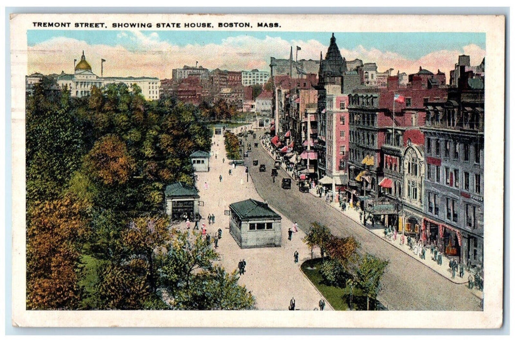 1936 Tremont Street Showing State House Cars Boston Massachusetts MA Postcard
