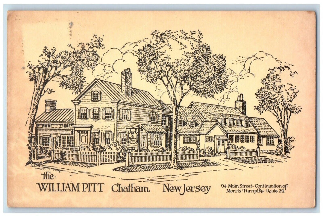 The William Pitt Family Dining Cocktail Lounge Chatham New Jersey NJ Postcard