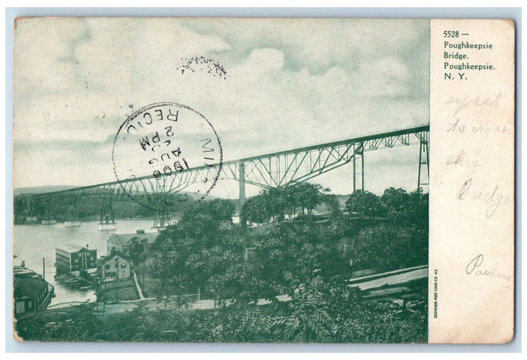 1906 Poughkeepsie Bridge Sea Trees Scene New York NY Antique Posted Postcard
