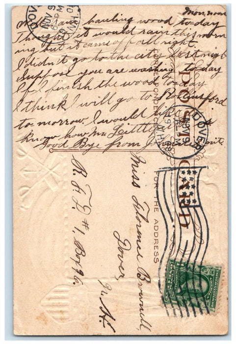 1908 U. S. S. Maryland Steamer Ship Patriotic Eagle Embossed Dover NH Postcard