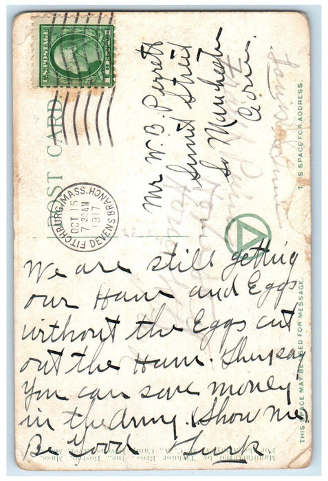 1917 Headquarters Troop Sheds Camp Devens Ayer Massachusetts MA Antique Postcard