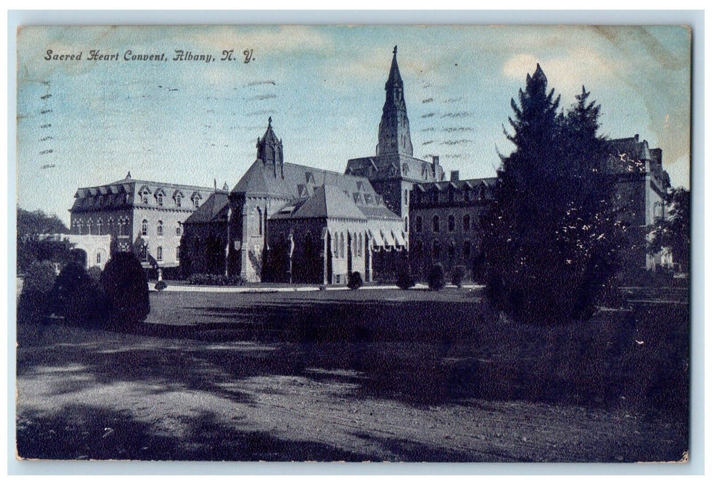 1909 Scared Heart Convent Building Exterior Scene Albany New York NY Postcard
