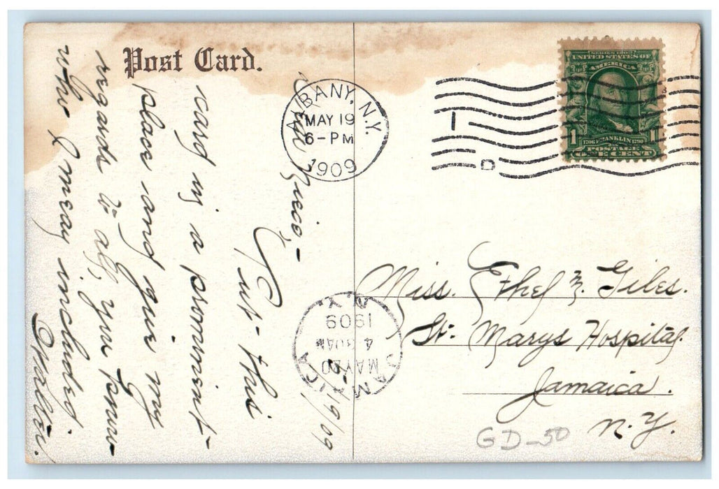 1909 Scared Heart Convent Building Exterior Scene Albany New York NY Postcard