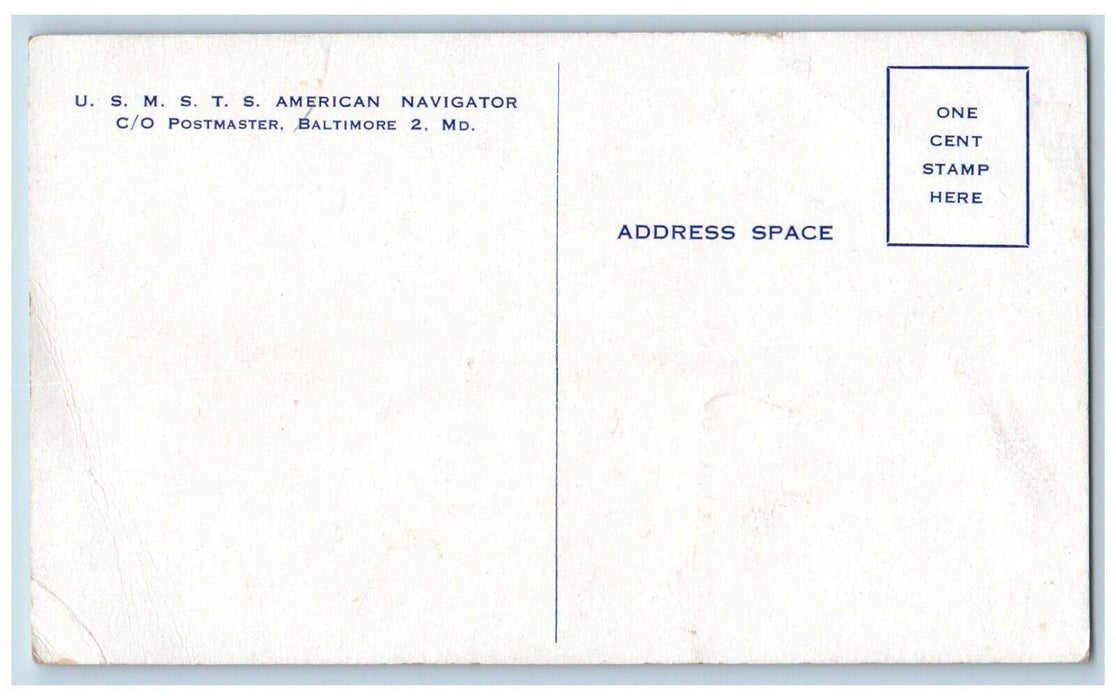 c1910's U. S. M. S. T. S American Navigator Baltimore Maryland MD Postcard