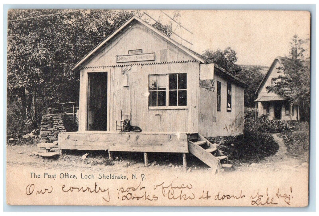 1907 The Post Office Exterior Scene Loch Sheldrake New York NY Antique Postcard