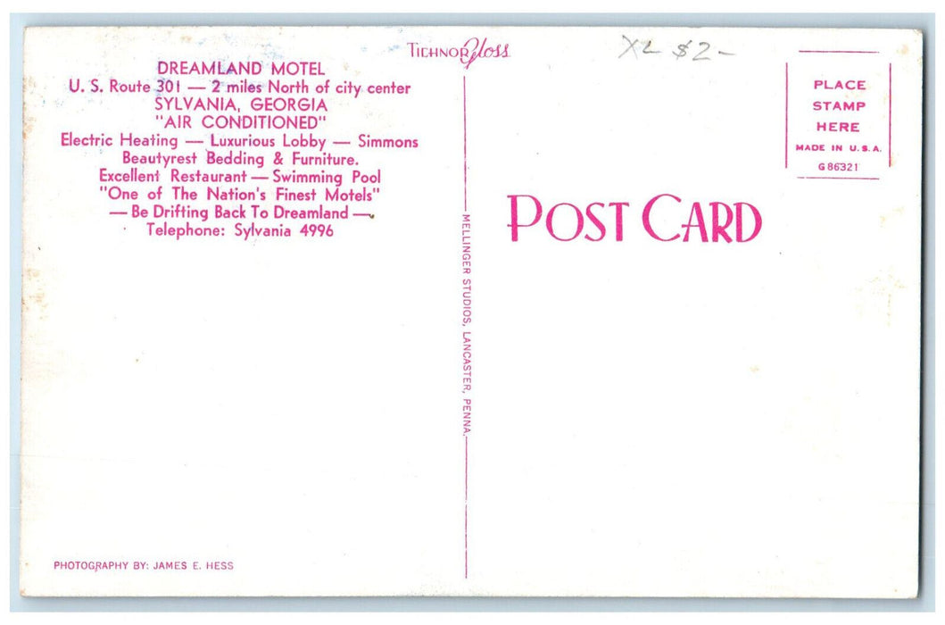 c1950's Dreamland Motel Sylvania Georgia GA Multiview Unposted Postcard
