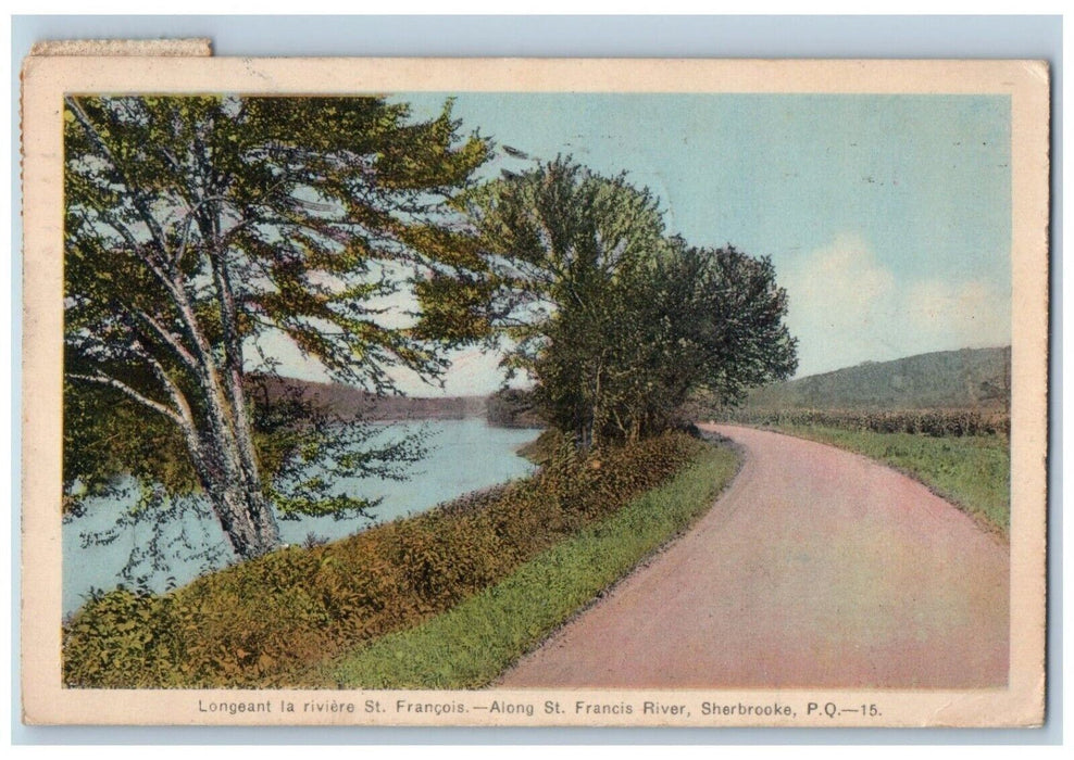 Longeant La Riviere St. Francois Along St. Francis River Sherbrooke P.Q Postcard