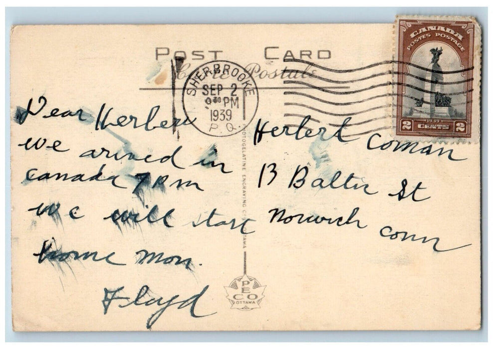 Longeant La Riviere St. Francois Along St. Francis River Sherbrooke P.Q Postcard