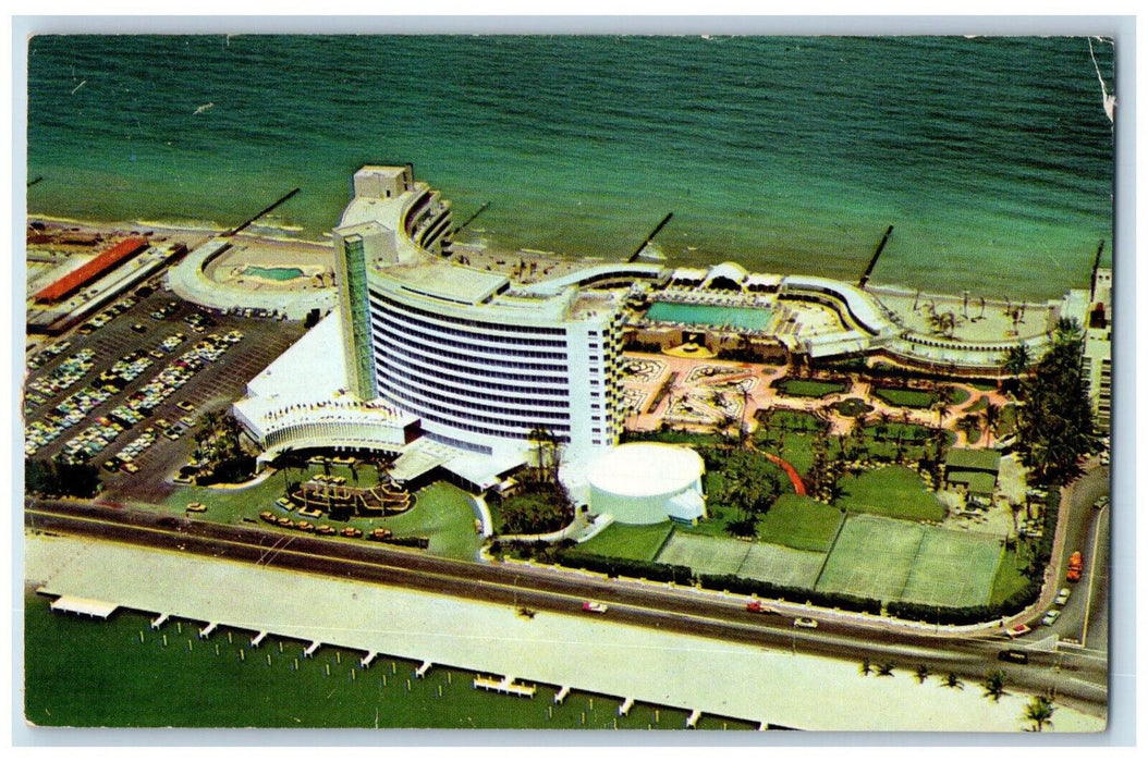 c1950's Aerial View of Fontainebleau Resort Hotel Miami Beach FL Postcard