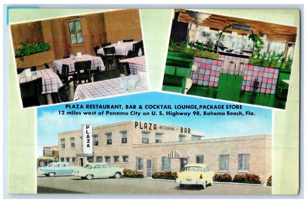 c1950's Plaza Restaurant Bar Cocktail Lounge Bahama Beach FL Postcard