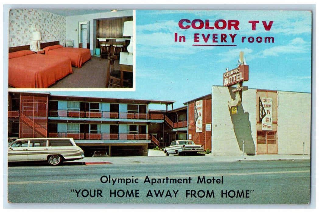 c1950's Bedroom View Olympic Apartment Motel Reno Nevada NV Postcard