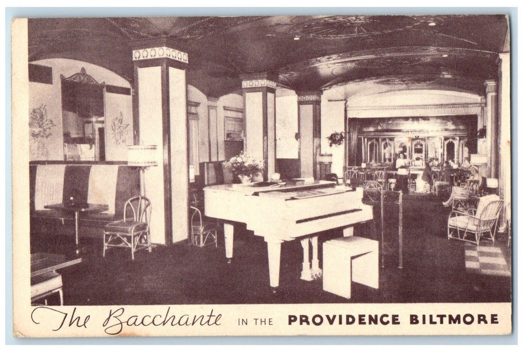 1941 Bacchante Providence Biltmore Cocktail Room Intimate Charm Hotel Postcard